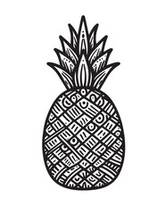Illustration Coloring draw fruit pineapple black and white version good for kids