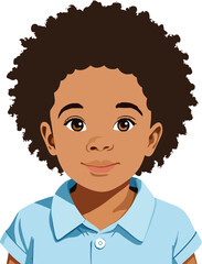 Illustrated portrait of a happy young child with curly hair
