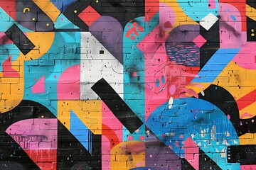 : A vivid abstract mural with a mix of complementary colors