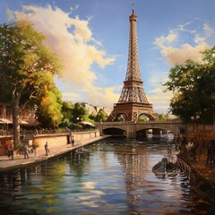 Fototapeta na wymiar illustration of Beautiful Paris culture landscape masterpiece ultra, Generative ai