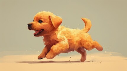 Cartoon of a dog running - obrazy, fototapety, plakaty