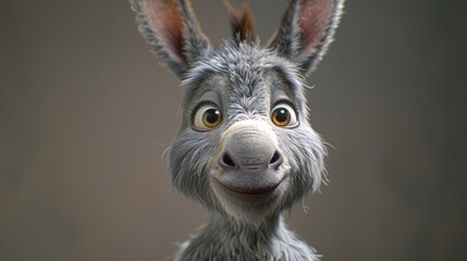 Cartoon showing a cute donkey - obrazy, fototapety, plakaty