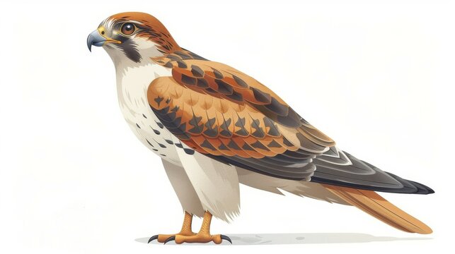 An illustration of an isolated cartoon falcon on a white background in modern format
