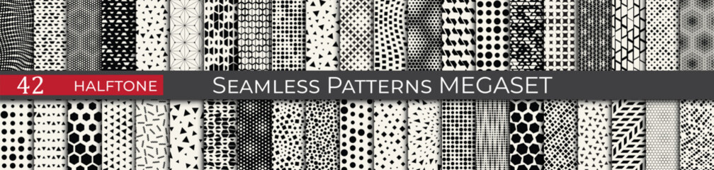 Triangle halftone pattern set. Unique hipster deco graphic. Subtle black and white patterns.