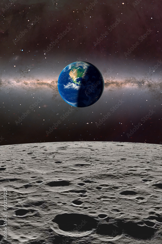 Aufkleber the earth as seen from the surface of the moon 