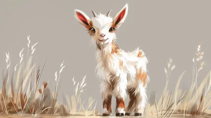Foto op Canvas Cartoon with a cute goat © Niko