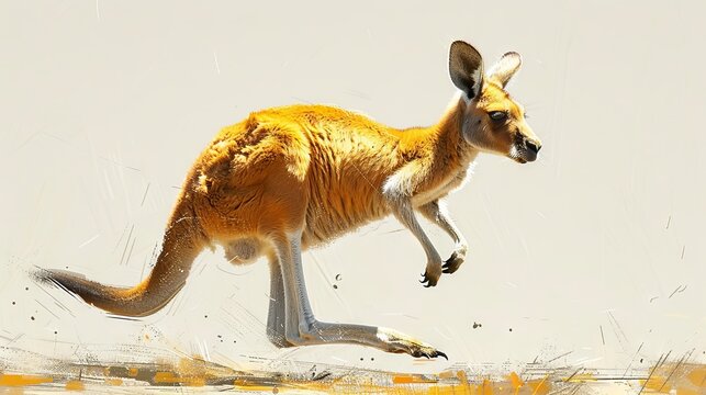 A cartoon kangaroo jumps