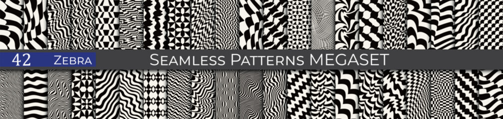 Cool vector zebra pattern set. Hipster minimal pattern collection. - 772129811