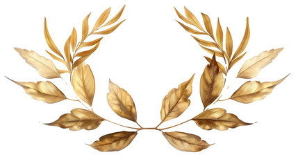 gold laurel wreath isolated on transparent background