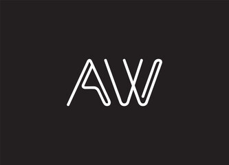 AW monogram logo with abstract logo line design template - obrazy, fototapety, plakaty