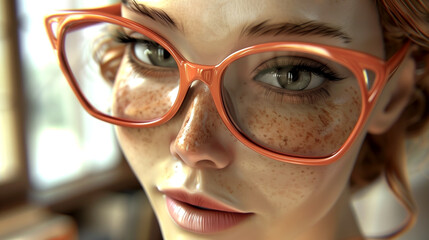 Closeup portrait of a woman wearing eyeglasses