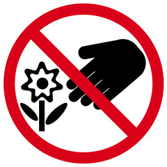 Please do not touch flowers, red prohibition sign, don't pick the flower