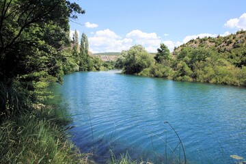 the blue waters of the Zrmanja river, Croatia