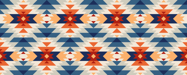 Traditional Native pattern, geometric shapes, seamless patterns and retro color tones for print or background. vector illustration

