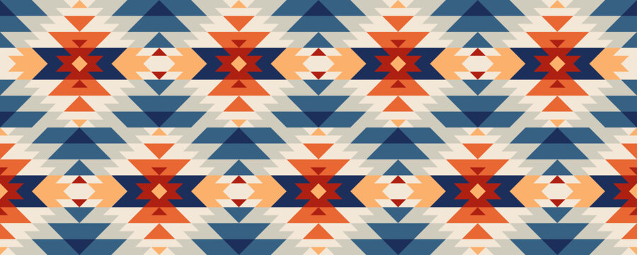 Traditional Native pattern, geometric shapes, seamless patterns and retro color tones for print or background. vector illustration
