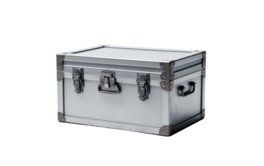 A large, mysterious metal box with two latches closed tightly