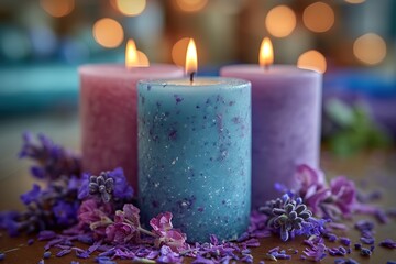 Beauty Salon Aromatherapy Candles Aromatherapy candles creating a serene atmosphere in a beauty salon