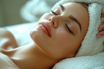 Fototapeta na wymiar Beauty Salon Massage A client enjoying a relaxing massage at a beauty and wellness salon