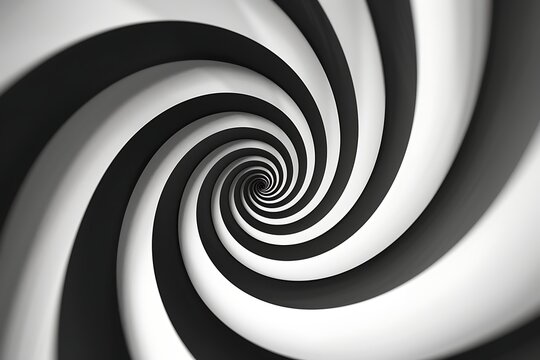 Abstract black and white spiral - 3D render .