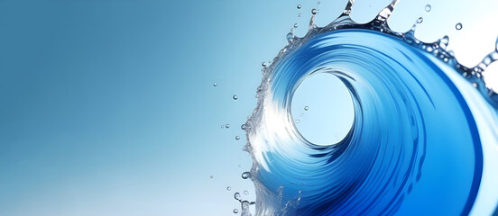 Nature perfection in motion: blue water ripples and splashes, pure and clean. Banner background - obrazy, fototapety, plakaty