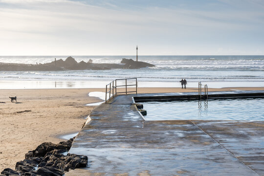 View from Bude sea pool towards the breakwater