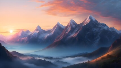 Fototapeta na wymiar dawn in the mountain range