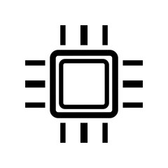 Black chip intelligence technology icon flat vector design