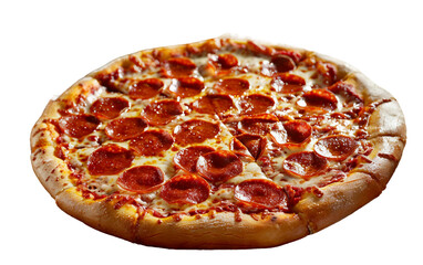 Gourmet Pepperoni Pizza on transparent background.