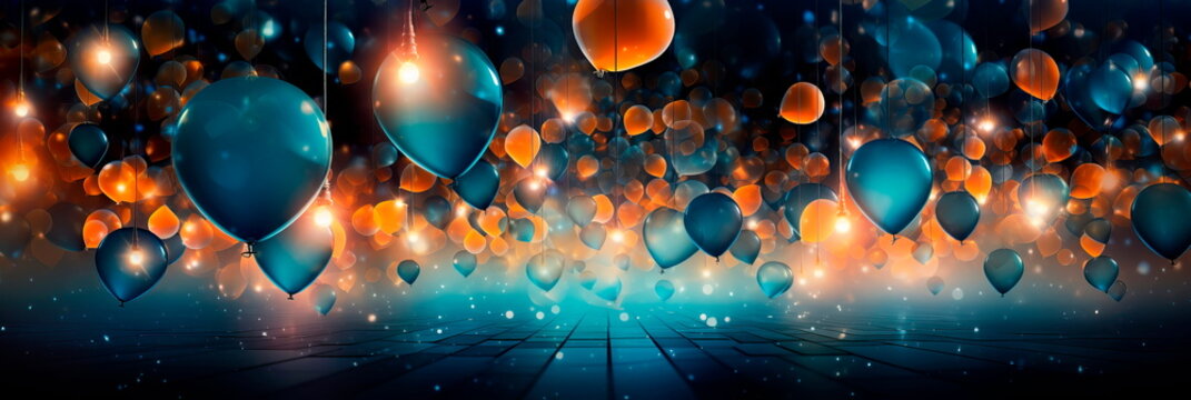abstract backgrounds and bokeh, showcasing a midnight balloon drop to welcome the New Year.