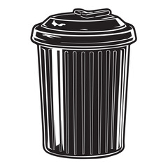 Trash can in cartoon, doodle style . Image for t-shirt, web, mobile apps and ui. Isolated 2d vector illustration in logo, icon, sketch style, Eps 10, black and white. AI Generative