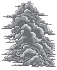 Illustration Hand Drawn Big Clouds on a Transparent Background