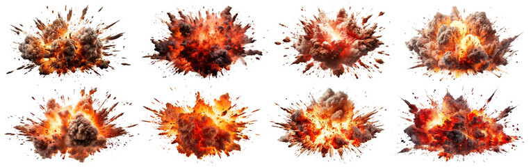 Set of explosions cut out