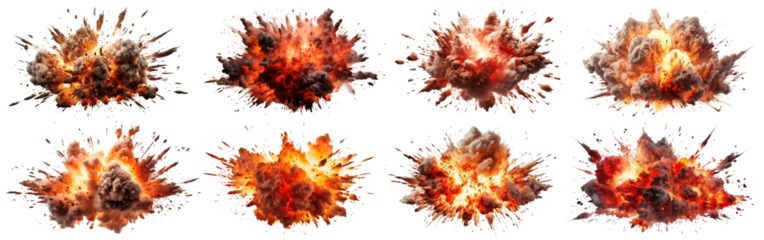 Set of explosions cut out