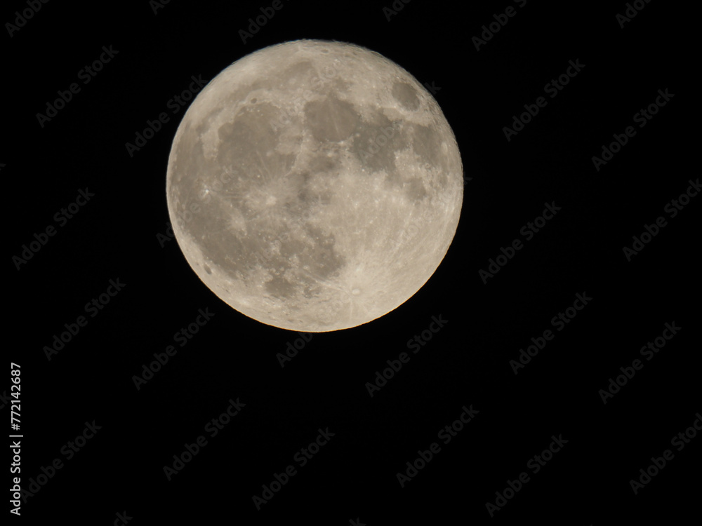 Canvas Prints full moon seen with telescope