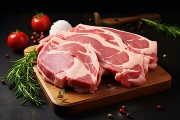 Odoriferous Raw pork meat. Pig rib. Generate Ai
