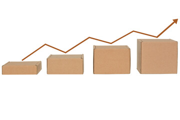 Cardboard box sales growth concept