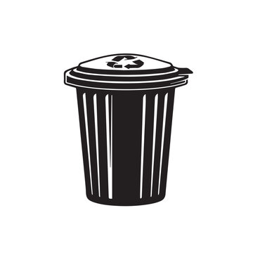 Trash can in cartoon, doodle style . Image for t-shirt, web, mobile apps and ui. Isolated 2d vector illustration in logo, icon, sketch style, Eps 10, black and white. AI Generative