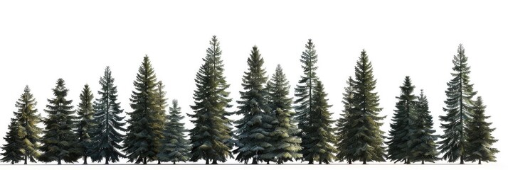 Forest White. Dark Green Coniferous Trees with Straight Growth in Nature