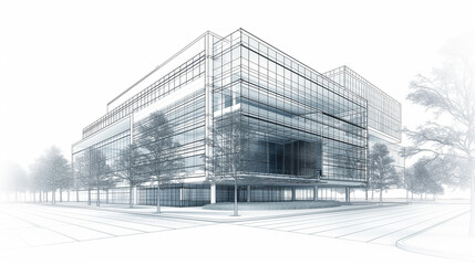 3d wireframe of building. sketch design.Vector.