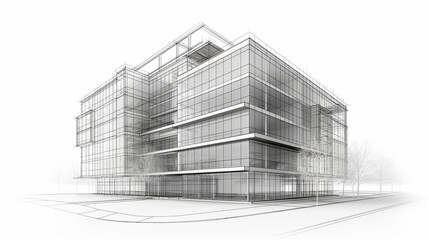Fototapeta premium 3d wireframe of building. sketch design.Vector.