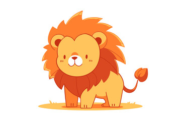 Cute lion, african wild animal. King of animals. Flat vector isolated.