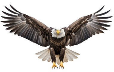 A powerful eagle with its wings outstretched, gliding gracefully through the air