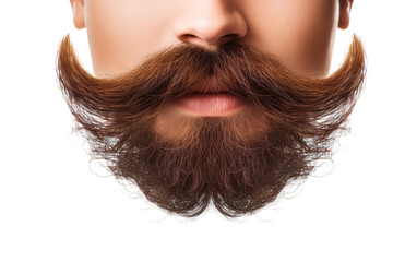 A man with a strikingly long beard stares intensely, his facial hair flowing like a river of wisdom and mystery