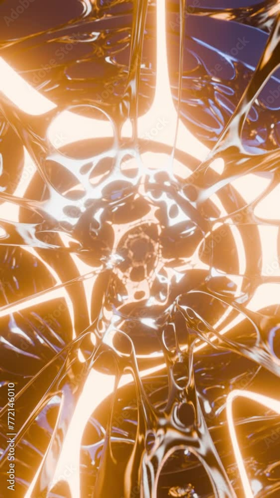 Poster 3d animated background of abstract seamless loop tunnel with neon light effects