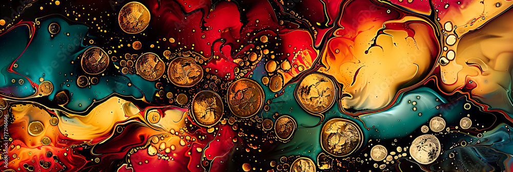 Poster exploring abstract art: a vibrant mixture of colors and textures creating a mesmerizing background