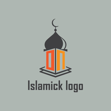 ON Islamic logo with mosque icon design.