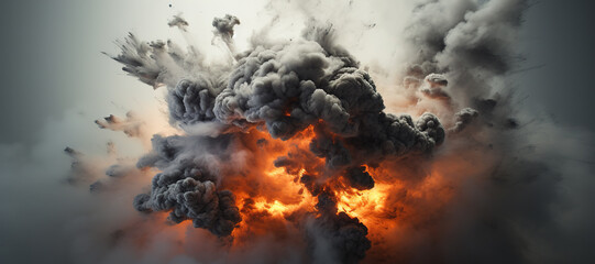 fire smoke bomb explosion, gas, burn 78 - obrazy, fototapety, plakaty