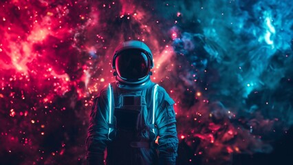 Astronaut auf dem Mond mit Anzug und Helm, ai generativ - obrazy, fototapety, plakaty