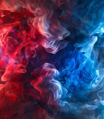 Fototapeta premium Foggy Fusion A Blend of Red and Blue Generative AI