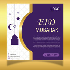 Islamic Eid and Ramdan luxurious card social media design.